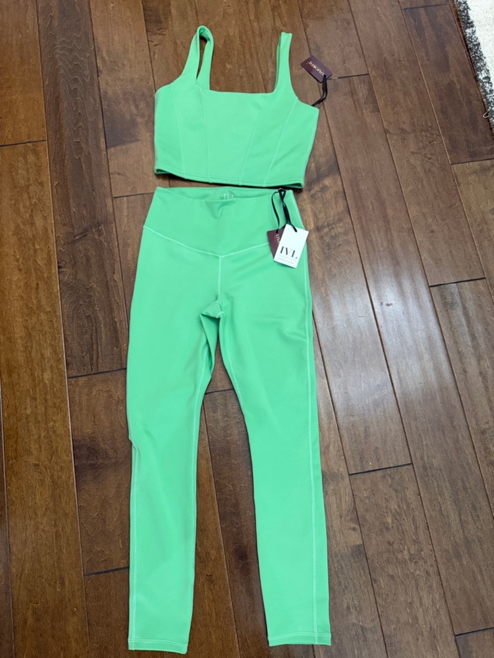 IVL Mint Green High-Waist Leggings & Crop Tank Set